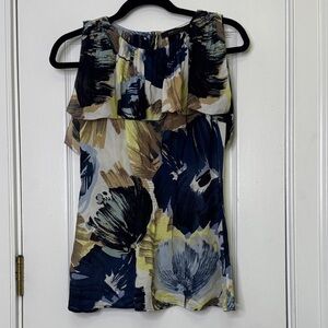 BCBGMAXAZRIA Silk AbstactFloral Sleeveless Blouse S